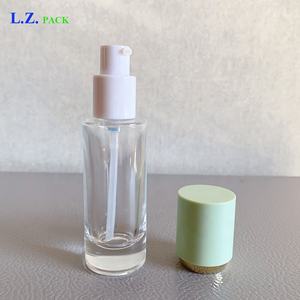 LZ Pack 1oz 30ml Flacons de lotion et de crème pour le visage à paroi épaisse Private Label Cylinder Press <span class=keywords><strong>BB</strong></span> Glass Foundation Bottle With Pump - Product Image 5