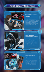เครื่องเล่นเกมแข่งรถ 4DOF แบบเคลื่อนไหวได้เต็มรูปแบบ พร้อมจอแสดงผลสามจอ ระบบไฮดรอลิก สำหรับสถานที่เชิงพาณิชย์ - Product Image 2