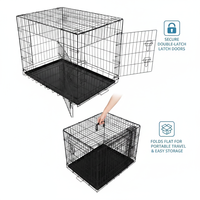 Cage pour animaux de compagnie pliable portable, directement de l'usine, 2 portes, en fil métallique antirouille, avec plateau amovible, grille métallique robuste