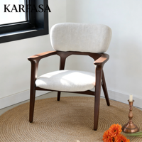 Chaise de loisirs en bois massif nordique, design moderne, confortable, rembourrée en tissu, salon/chambre/maison/bureau/coin lecture