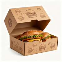 Boîte à hamburger pliable en carton blanc robuste et compostable, tendance, avec logo personnalisé, conception OEM, écologique, pour emporter