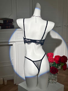 Lencería negra de pestañas para mujer al por mayor, Bikini Sexy de encaje, conjunto de dos piezas, conjuntos de sujetador y tangas, lencería erótica <span class=keywords><strong>sexual</strong></span> - Product Image 3