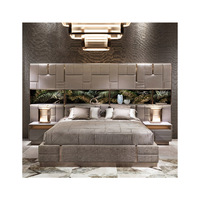Ensemble de meubles de chambre à coucher principale turque, lit double en bois haut de gamme, design de cadre de lit classique de luxe, taille king-size, design moderne