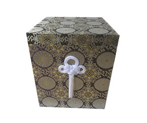 Urne funéraire japonaise en bois Boîte et sac en os avec motif de fleurs - Product Image 3