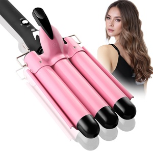 Venta al por mayor 3-en-1 Magic Curler Triple Deep Waver PTC Cerámica 3 Barril Plancha de pelo LCD Eléctrico RoHS Certificado para uso doméstico personalizado - Product Image 2