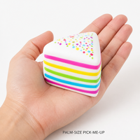 Lot de 3 balles anti-stress squishy en forme de tranches de gâteau arc-en-ciel, en mousse à remontée lente, avec confettis crème, cadeau de bureau pour les amateurs de desserts