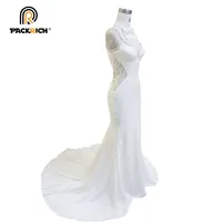 2020 la migliore vendita Abito Da Sposa In Pizzo Bianco Rosso Lungo vestito da cerimonia nuziale Della Sposa di Lusso Del Vestito