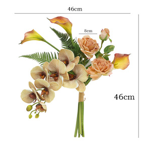 Bouquet d'orchidées Phalaenopsis artificielles Ruilisi, fleurs en soie, arrangement en vase, décoration de mariage et de maison - Product Image 5
