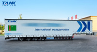 Semi-remorque de transport de marchandises en acier à 4 essieux fabriquée en Chine avec rideaux latéraux, remorques de camion à plateau à vendre