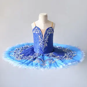 T0489定制专业蓝色芭蕾舞服装成人芭蕾舞短裙