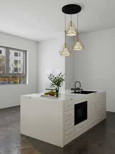 Mobile da Cucina Moderno ed Ecologico con Isola e Piano in Quarzo, Personalizzabile <span class=keywords><strong>per</strong></span> Cucine Compatte e Appartamenti - Product Image 2