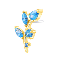 Métal éternel 14K or massif Zircon feuille oreille Cartilage bijoux à la mode noir Push-In griffe réglage Piercing bijoux