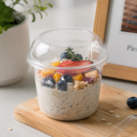 Bol en plastique PET transparent de 117 mm, 14 oz, avec couvercle, jetable, grand format, pour salade, pâtes, fruits, desserts, à emporter