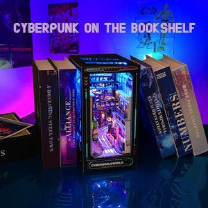 Hamaileon <span class=keywords><strong>Cyberpunk</strong></span> futur monde modèle de construction bricolage en bois maison de <span class=keywords><strong>poupée</strong></span> Kit avec mini puzzles 3D étagère livre coin pour enfants - Product Image 4