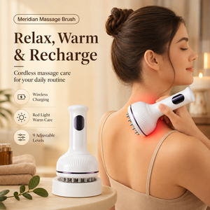Cepillo de Masaje Meridian Recargable, Masajeador Corporal Inalámbrico con Luz Roja y Calor, 9 Niveles, Dispositivo de Bienestar Portátil - Product Image 1