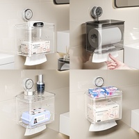 Boîte à mouchoirs murale en plastique sans perçage pour salle de bain, rangement de mouchoirs et de papier toilette, organisation quotidienne