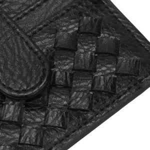 Boshiho Factory Price Woven PU Leather Men's Women's Minimalist Slim Credit Card Holder <b>Wallet</b> Button Closure <b>RFID</b> Blocking - Product Image 5