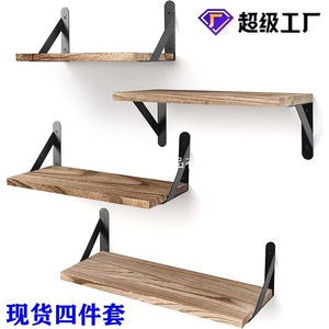 American-style wooden <b>wall</b>-<b>mounted</b> <b>shelf</b>, solid wood straight <b>shelf</b>, suitable for living room, entryway, and bedroom <b>wall</b> - Product Image 4