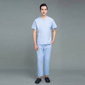 Produttore di uniformi ospedaliere cura scrub set da uomo divise da allattamento in cotone blu - Product Image 3