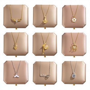 Conjunto de Collar con Colgante de Acero Inoxidable 316L con Baño de Oro y Plata PVD, a la Moda, Resistente al Agua, Antideslustre, Hipoalergénico, para Mujer - Product Image 1