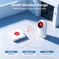 Système d'alarme SOS avec bouton de panique 433 MHz, étanche en ABS, portée de plus de 300 m, installation facile, pour personnes âgées et handicapées, utilisation dans les toilettes
