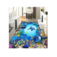 Carrelage 3D en céramique 1 pièce, décor de sol entièrement poli, impression à jet d'encre, couleur bleu océan, porcelaine pour salle de bain, piscine, salon