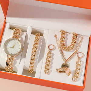 LP36 New Five-Piece <strong>Set</strong> with Box Jewelry and <strong>Watches</strong> for Women <strong>Fashion</strong> Luxury Style Quartz <strong>Watch</strong> Necklace Chain Bracelet Reloj - Product Image 2