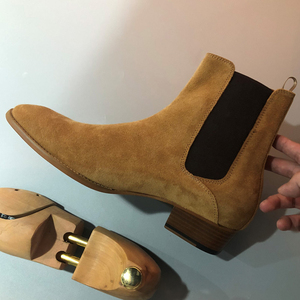 Bottes <span class=keywords><strong>Chelsea</strong></span> multifonctionnelles pour hommes, faites à la main, respirantes, confortables, en cuir de vachette de qualité supérieure, chaussures de randonnée décontractées - Product Image 2