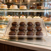 Contenitore Trasparente Personalizzato per Pasticceria con Coperchio, 12 Scomparti, Confezione per Cioccolatini e Dolci, Vendita Calda