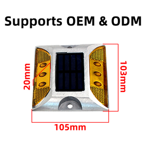 Borneaux routiers réfléchissants prismatiques à LED solaires en aluminium surélevés à haute intensité pour marques routières de motorway, borneaux ambre - Product Image 3