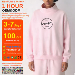 Pull molletonné en coton à col montant oversize rose de haute qualité, brodé sur mesure, coupe décontractée, pour femme – Grande Vente - Product Image 1