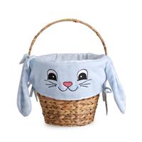 ESiVON Panier de Pâques moderne et mignon pour enfants, en jacinthe d'eau tressée à la main avec impression numérique, pour la chasse aux œufs, les cadeaux, les collations et le rangement des jouets