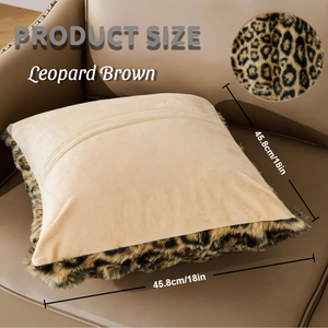 1 paire de housses de coussin carrées en fausse fourrure imprimé guépard, douces et moelleuses, avec fermeture éclair, pour canapé - Product Image 2