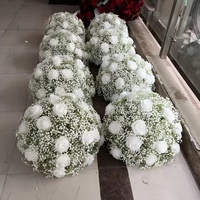 Bunga Bola Artifisial Putih Krim Gading Romantis Ukuran Besar 50cm untuk Dekorasi Centerpiece Pernikahan Grosir