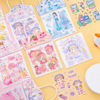Ensemble d'autocollants décoratifs pour filles, style kawaii, en PET, mignons, pour scrapbooking, journalisation, bricolage