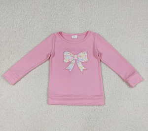 สวีทเกิร์ลส์ GLP3242 เสื้อปักโบว์สีชมพู กางเกงลายดอกไม้หลากสี ชุดเสื้อผ้าเด็กผู้หญิงสำหรับฤดูใบไม้ผลิ - Product Image 4