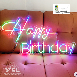 Enseigne néon personnalisée Joyeux Anniversaire, enseigne néon LED multicolore, télécommande, alimentation par prise, décoration pour fête et événement - Product Image 3