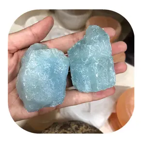 New arrivals raw minerals crystals healing gemstone natural sky blue aquamarine rough stone for sale