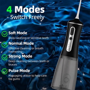 Nettoyeur <span class=keywords><strong>dentaire</strong></span> sans fil noir à <span class=keywords><strong>jet</strong></span> d'eau 300 ml, rechargeable, IPX7, 4 modes, pour usage domestique et voyage, <span class=keywords><strong>meilleur</strong></span> irrigateur buccal, brossette <span class=keywords><strong>dentaire</strong></span> - Product Image 2
