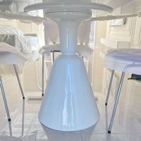 Table à manger ronde en ardoise blanc pur style crème français, ensemble table et chaises minimaliste moderne pour petit foyer