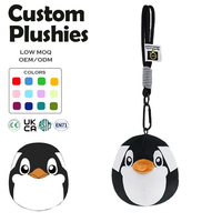 Porte-clés en peluche rond en forme de pingouin OEM ODM avec bec brodé en 3D, cordon robuste, accessoire pour sac