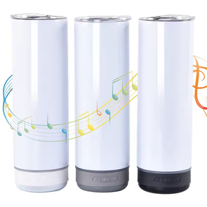 Couvercles de tasses à sublimation avec haut-parleur Bluetooth intégré, en acier inoxydable de 20 oz, vierges, pour fêtes, isolation thermique >24 heures, pour gobelets isothermes - Product Image 1