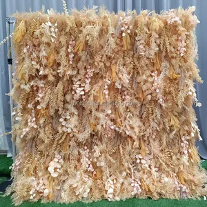 A5 rifornimenti del partito negozio noleggio Faux Plastic fogliame 3D Roll Up tessuto artificiale pampa erba fiore decorazione della parete per l'evento di nozze