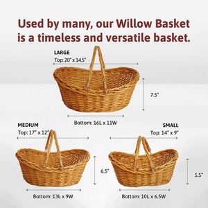 Hediye için Küçük Yuvarlak Ahşap Sepet, Püsküllü Hasır Örgülü 2 Katlı Metal Beyaz Ahşap Paskalya Sepetleri, Rattan Teller - Product Image 3