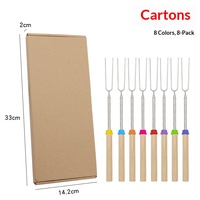 Fourchette télescopique de barbecue ESTICK multicolore avec manche en bois, outil de barbecue en acier inoxydable pour grillades en extérieur, feux de camp et cuisine en restaurant