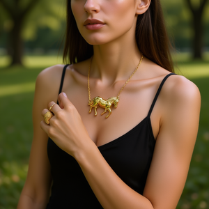 Stainless Steel Horse Pendant Necklace <b>Box</b> <b>Chain</b> PVD Gold Plated Fashion Jewelry for Women Gift - Product Image 3