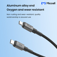 Cable de Carga Rápida USB-C a USB-C Miccell, Resistente, con 100W de Potencia y Transferencia de Datos de 480Mbps, para Portátiles y Computadoras