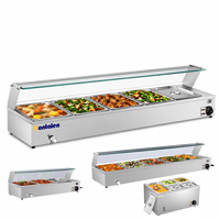 Chauffe-Plats Buffet Professionnel en Acier Inoxydable à Cinq Bacs avec Cloche en Verre pour Hôtels, Restaurants et Traiteurs - Bain-Marie
