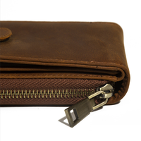 Dompet Kartu Akordion Kulit Sapi RR Crazy Horse, Dompet Kartu Resleting Multi Slot Anti RFID, Dompet Kartu Identitas Kulit Sapi Logo Kustom