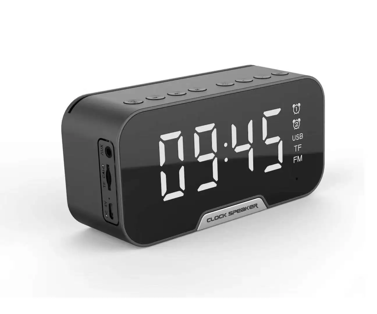 Bluetooth Wireless Speaker Dual Time Alarm Clock Dimmable Display Hands Free Calling Clock Speaker